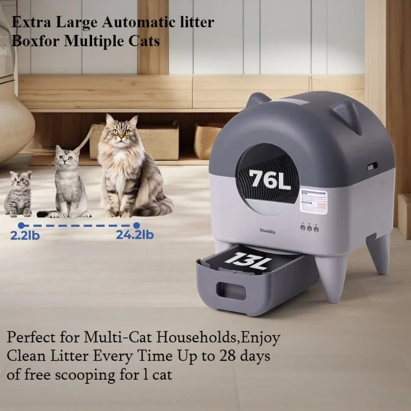 Automatic Cat Litter Box Extra Large Self Cleaning with APP Control