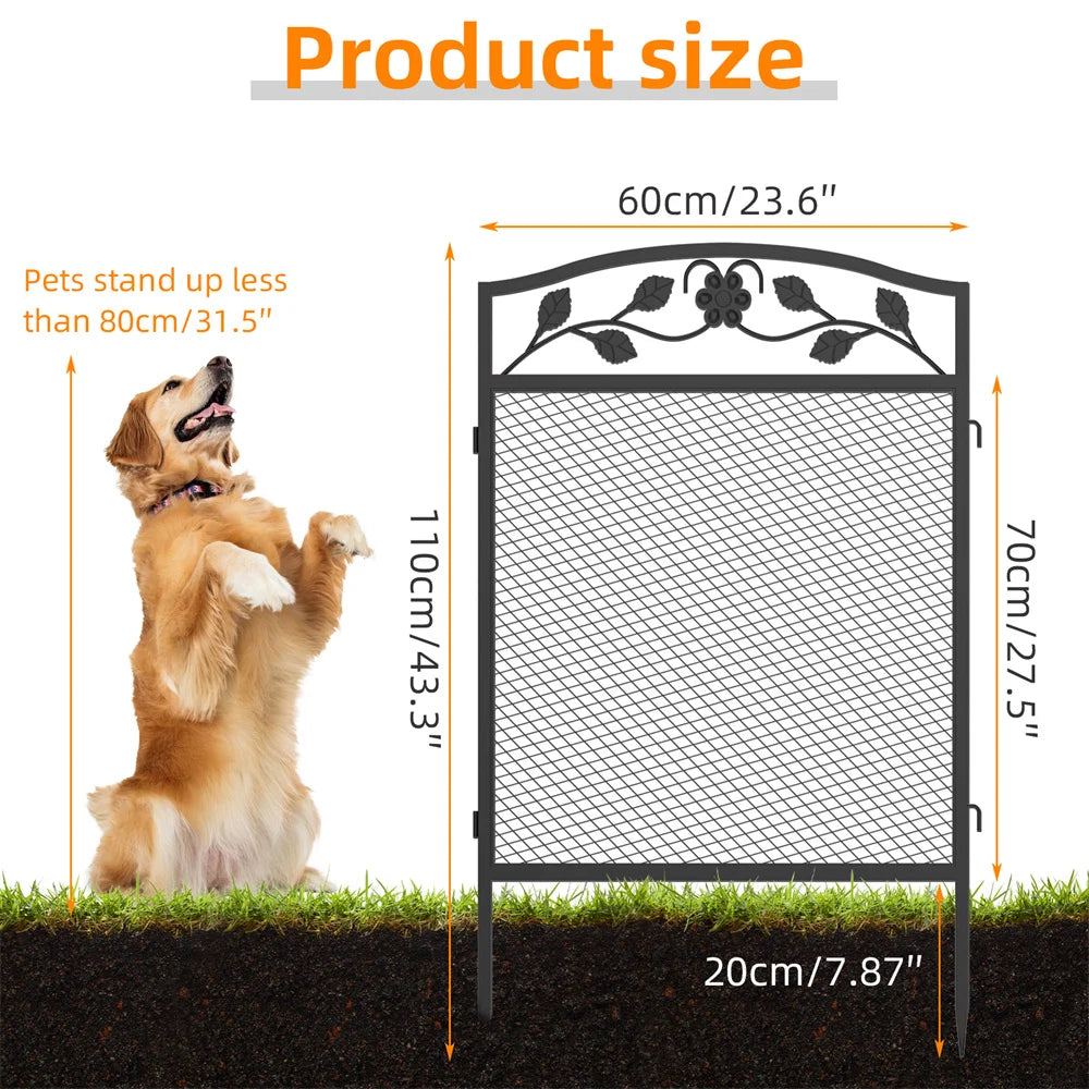5PCS Tall Dog Fence Panels Wrought Iron