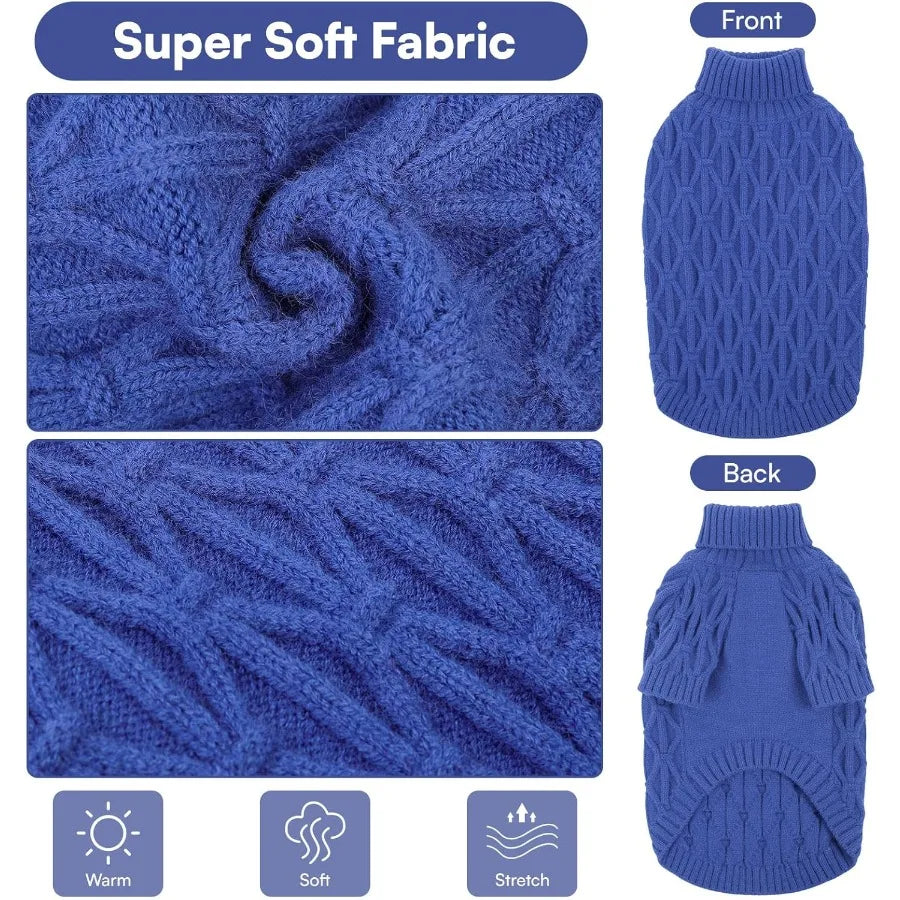 Warm Pullover Dog Sweaters for Small Dogs in Royal Blue Soft Thick Winter Clothing Ideal for Chihuahua Dachshund Yorkie