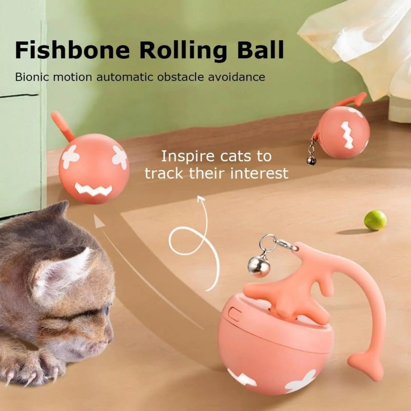 Cat toy fish bone spinning ball electric