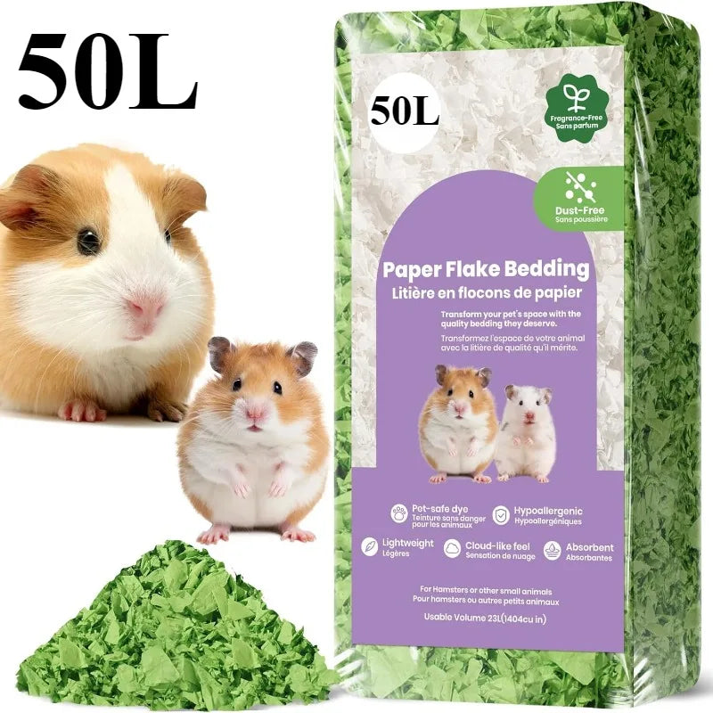 23L/50L Paper Small Pet Bedding Hamster Rabbits Guinea Pigs Odor Control Dust-Free Moisture Absorbent Natural Shavings Bedding