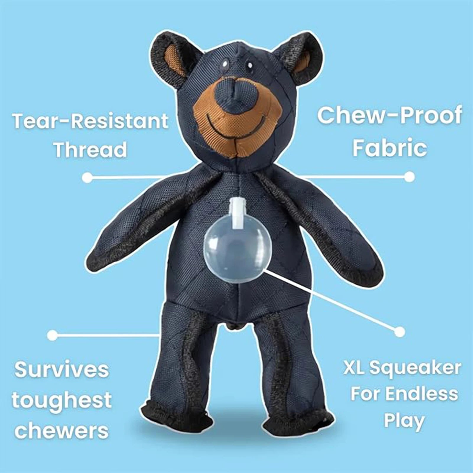 Squeaky Plush Bear Toy for Dog Unbreakable Teddy Extreme Bear