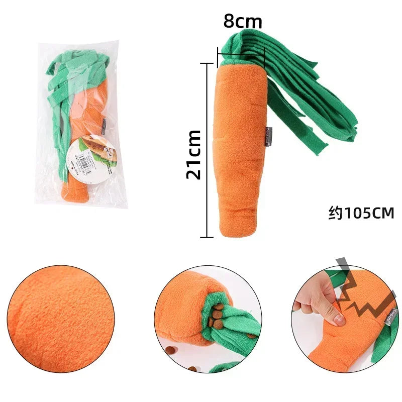 Carrot Shape Squeaky Interactive Snuffle Training Food Slow Feeder