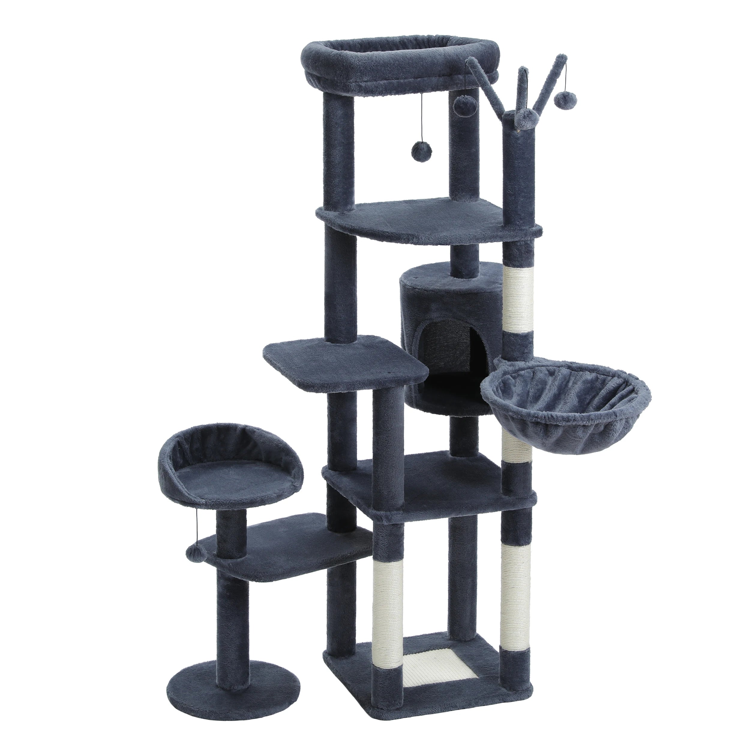 Tall Cat Tower for Cats with Super Big Hammock with Scratching Post