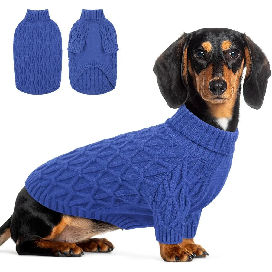Warm Pullover Dog Sweaters for Small Dogs in Royal Blue Soft Thick Winter Clothing Ideal for Chihuahua Dachshund Yorkie