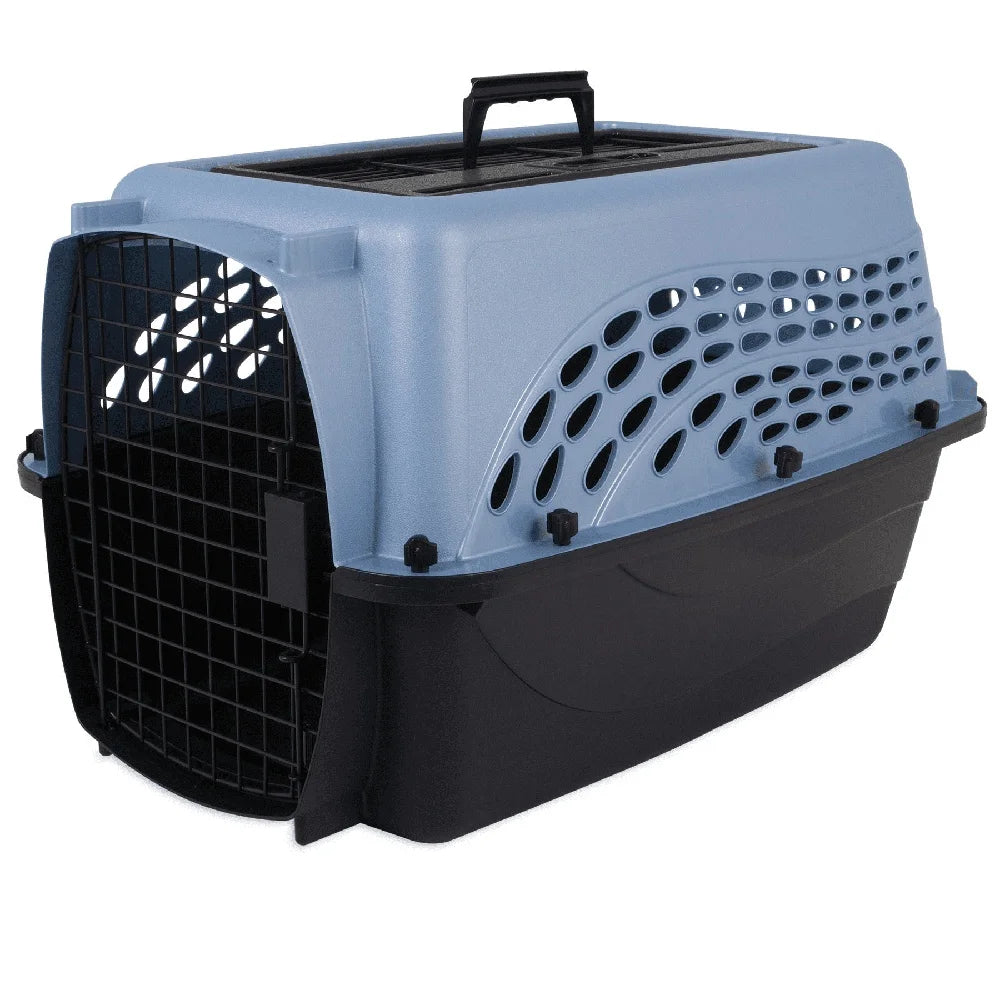Medium Two Door Top Load Plastic Dog Cat Carrier Travel Kennel with Secure Latch and Ventilation