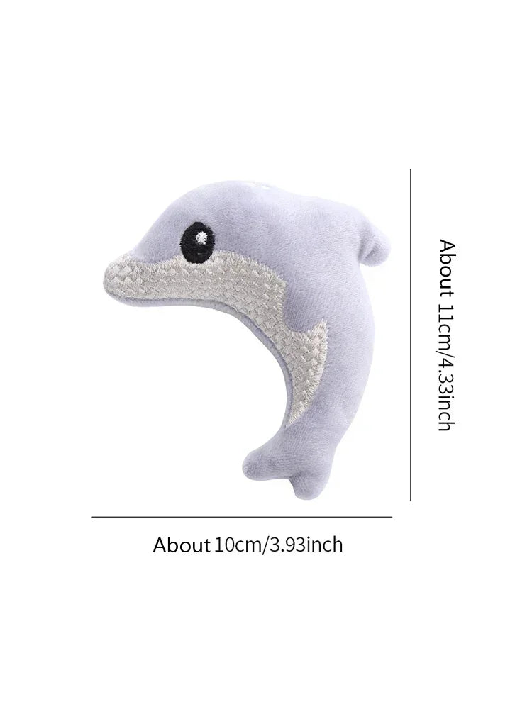 cat toy Cute stuffed animal baby dolphin with catnip