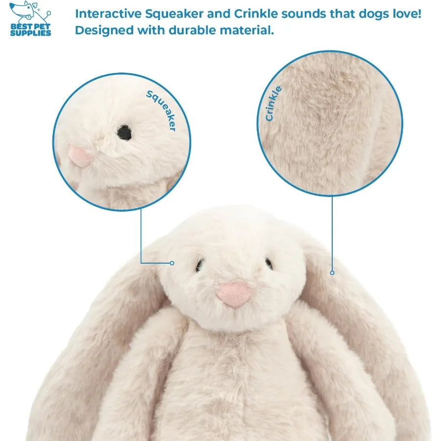 Bunny Buddy Dog Toy with Crinkle and Squeaky Features for Small and Medium Breed Puppies or Dogs Cute Plush
