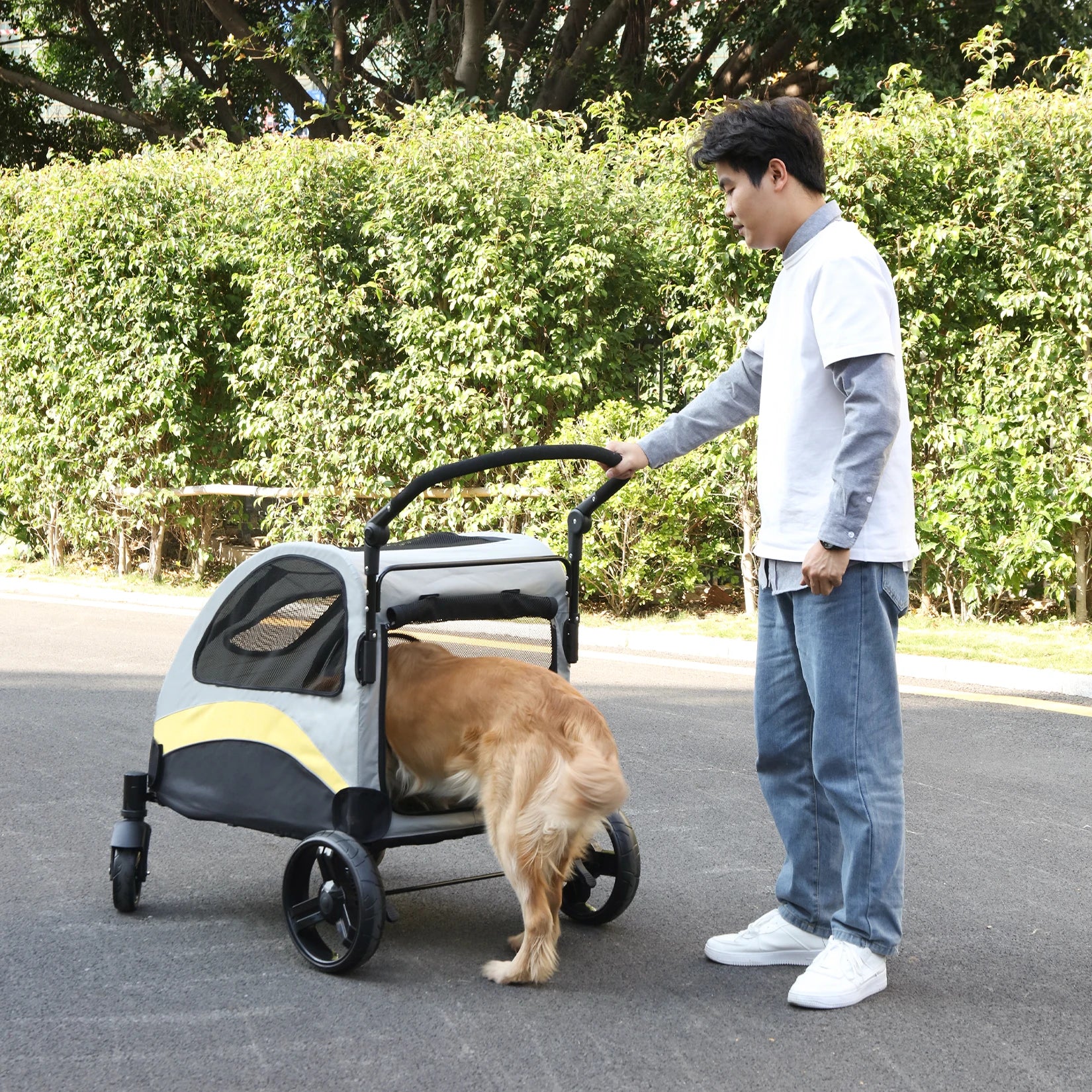 Pet Travel Carriage Stroller Breathable Carrier for Outside Play