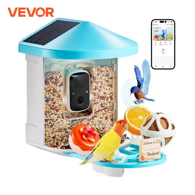 Smart Bird Feeder with Camera 2K HD AI Identify 10000+ Bird Species Solar-Powered Bird Watching Camera with Auto Capture