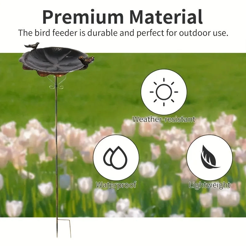 47.5" Metal Leaf-Shaped Bird Feeder Stake