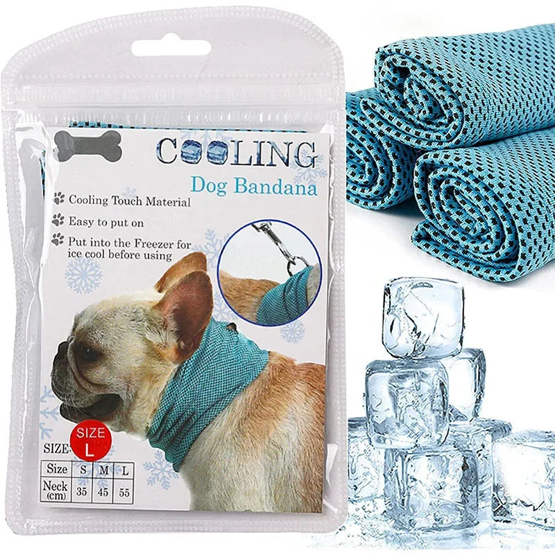 Reusable Instant Cooling Bandana with Leash Hole Prevent Heat Stroke Outdoor Breathable Pet Scarf
