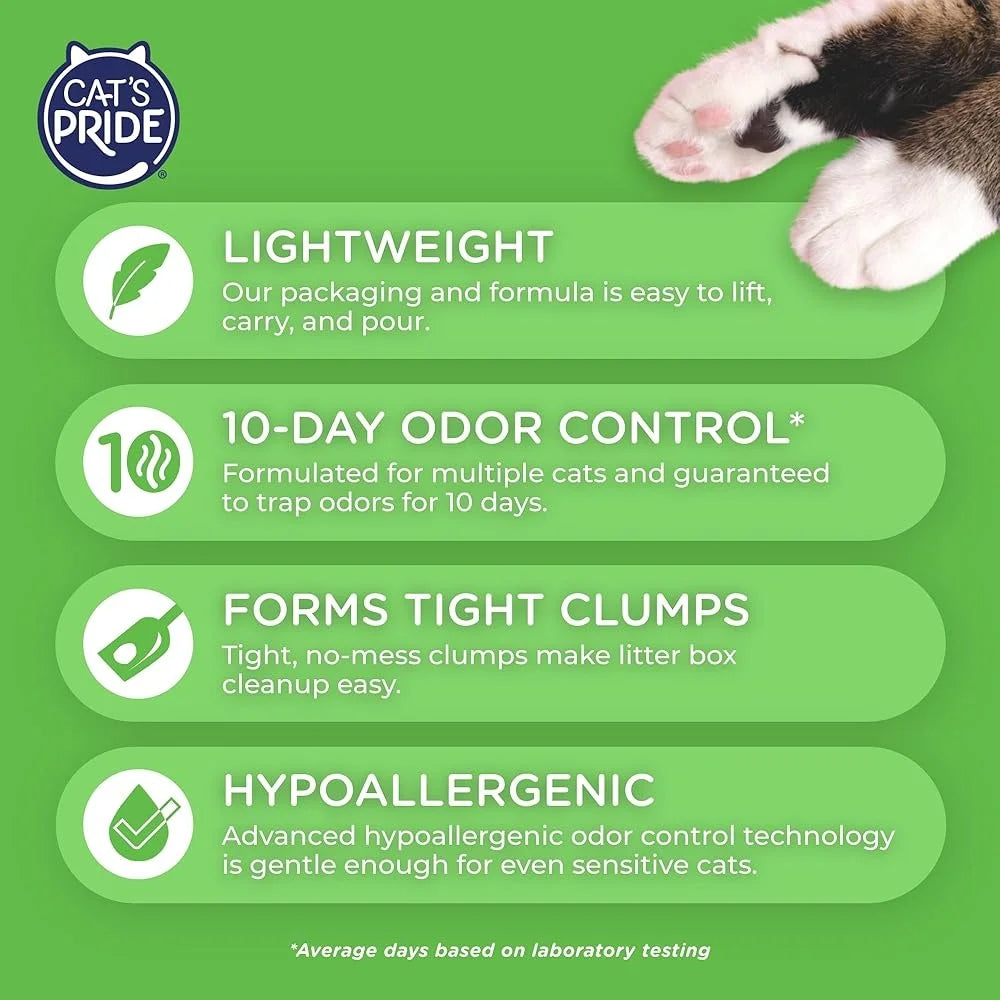 Premium Lightweight Clumping Cat Litter Hypoallergenic Odor Control Unscented Multi-Cat Formula 10 Days Lasting Safe Sensitive