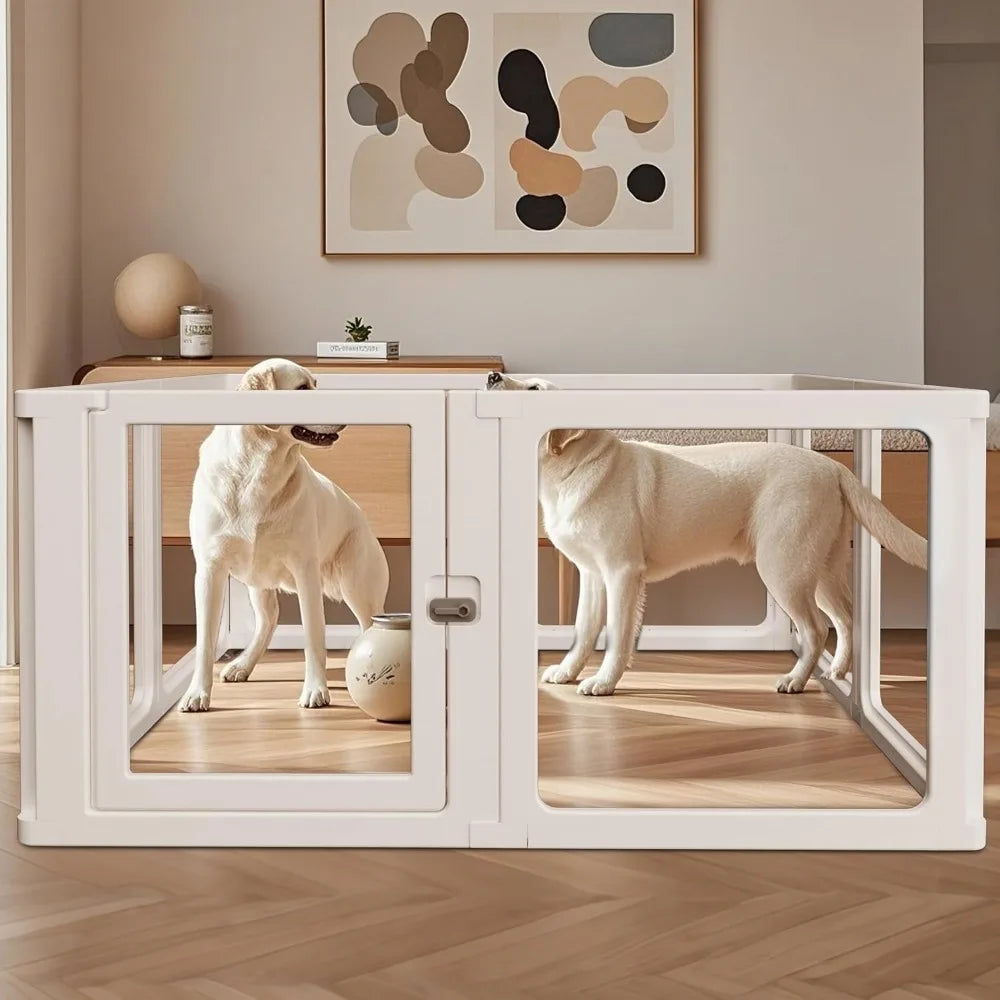 Clear Pet Playpen for Indoor Outdoor Easy to Install and Remove