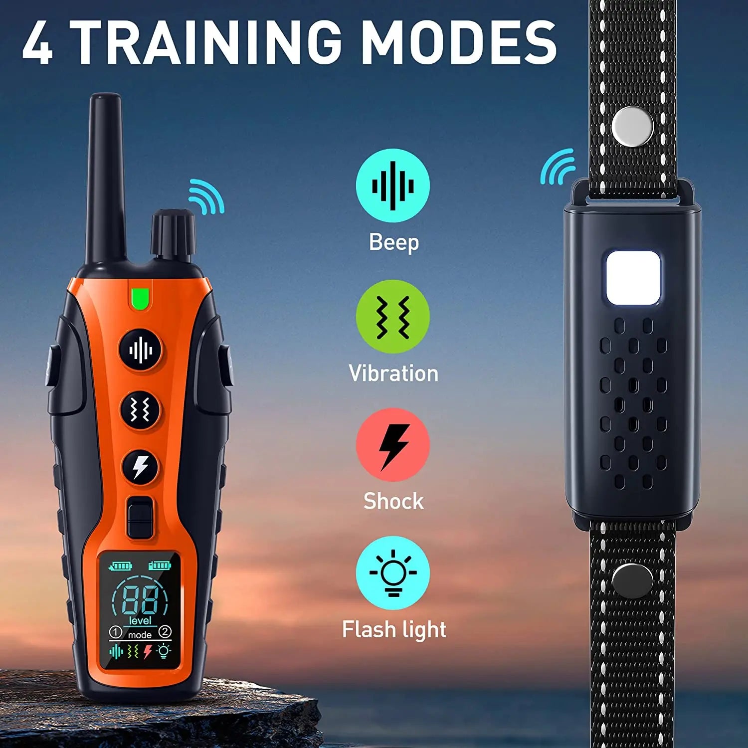 Dog Training Collar - Remote Control, 3300ft Range, USB Rechargeable, Multi-Mode (Beep, Vibration, Shock)