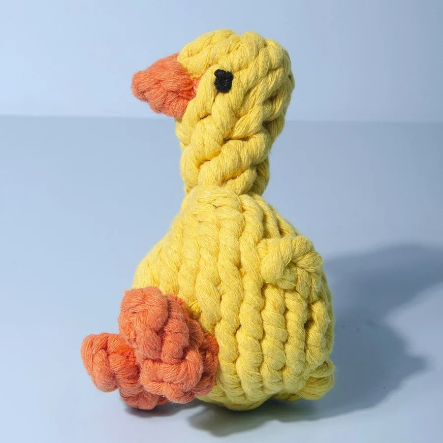 Duck Shaped Pet Knot Toy; plush dog chew toy