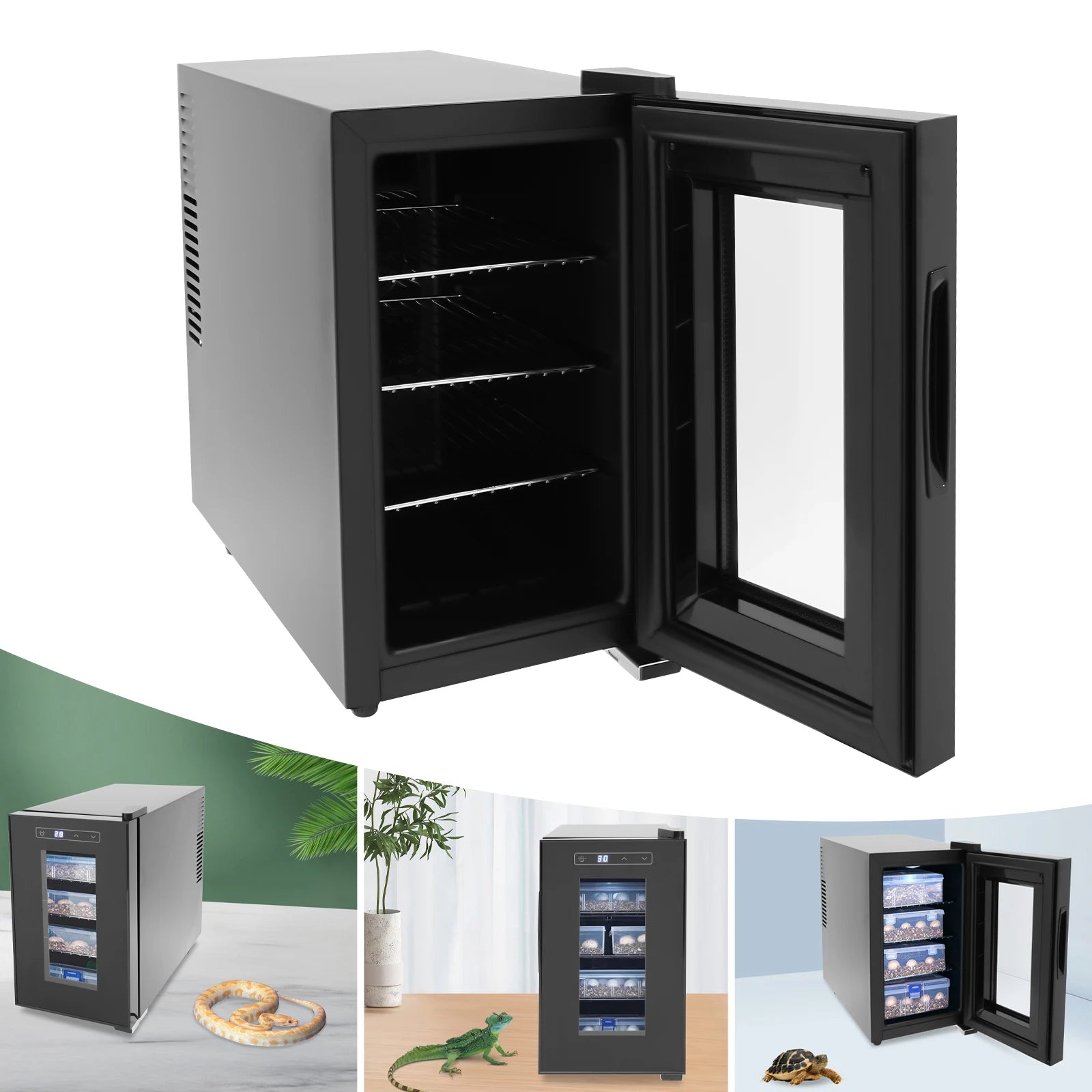 Professional Reptile Egg Incubator w/Precise 50-104°F Digital Thermostat, Auto Heating/Cooling for Snakes/Lizards/Turtles