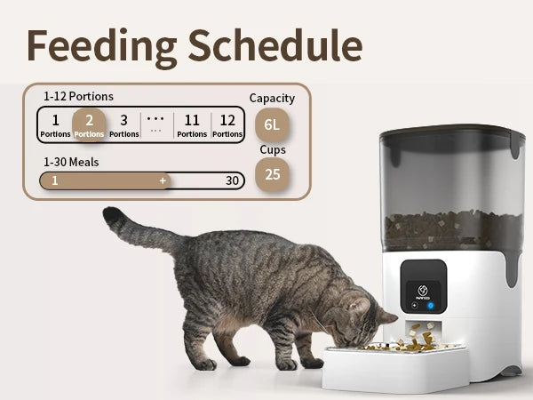 Smart Automatic Cat Feeders WiFi with APP Control for Remote Feeding Detachable for Easy Clean