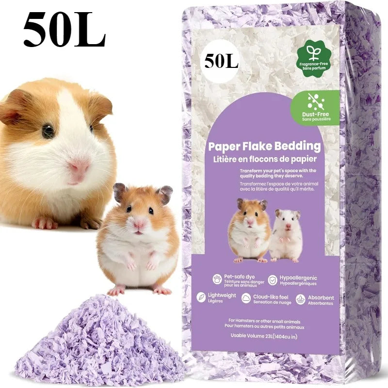 23L/50L Paper Small Pet Bedding Hamster Rabbits Guinea Pigs Odor Control Dust-Free Moisture Absorbent Natural Shavings Bedding