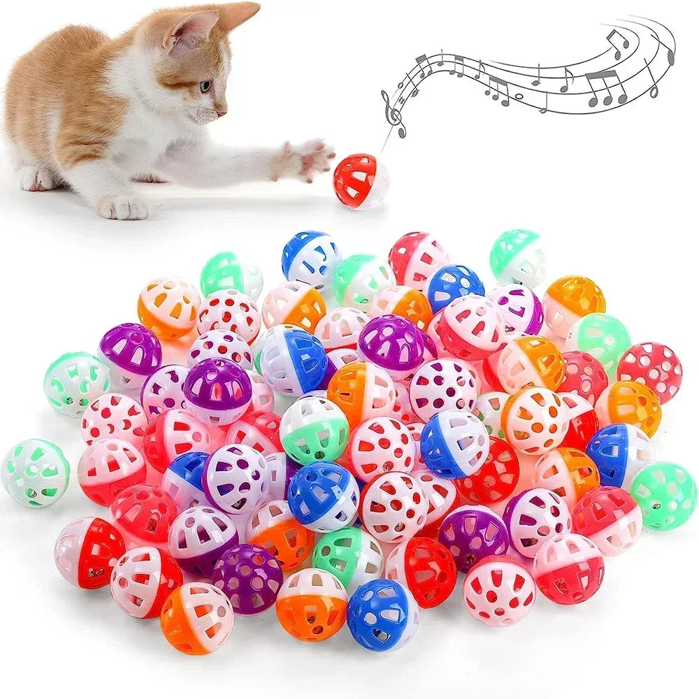 100Pcs Cat Toy Balls Plastic with Jingle