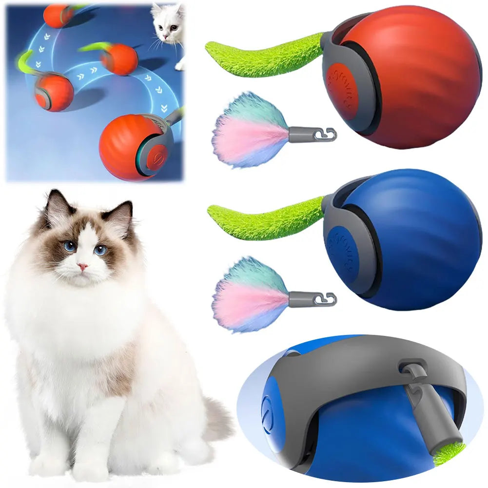 Automatic Moving Cat Toy Ball Smart Cat Toys USB Rechargeable