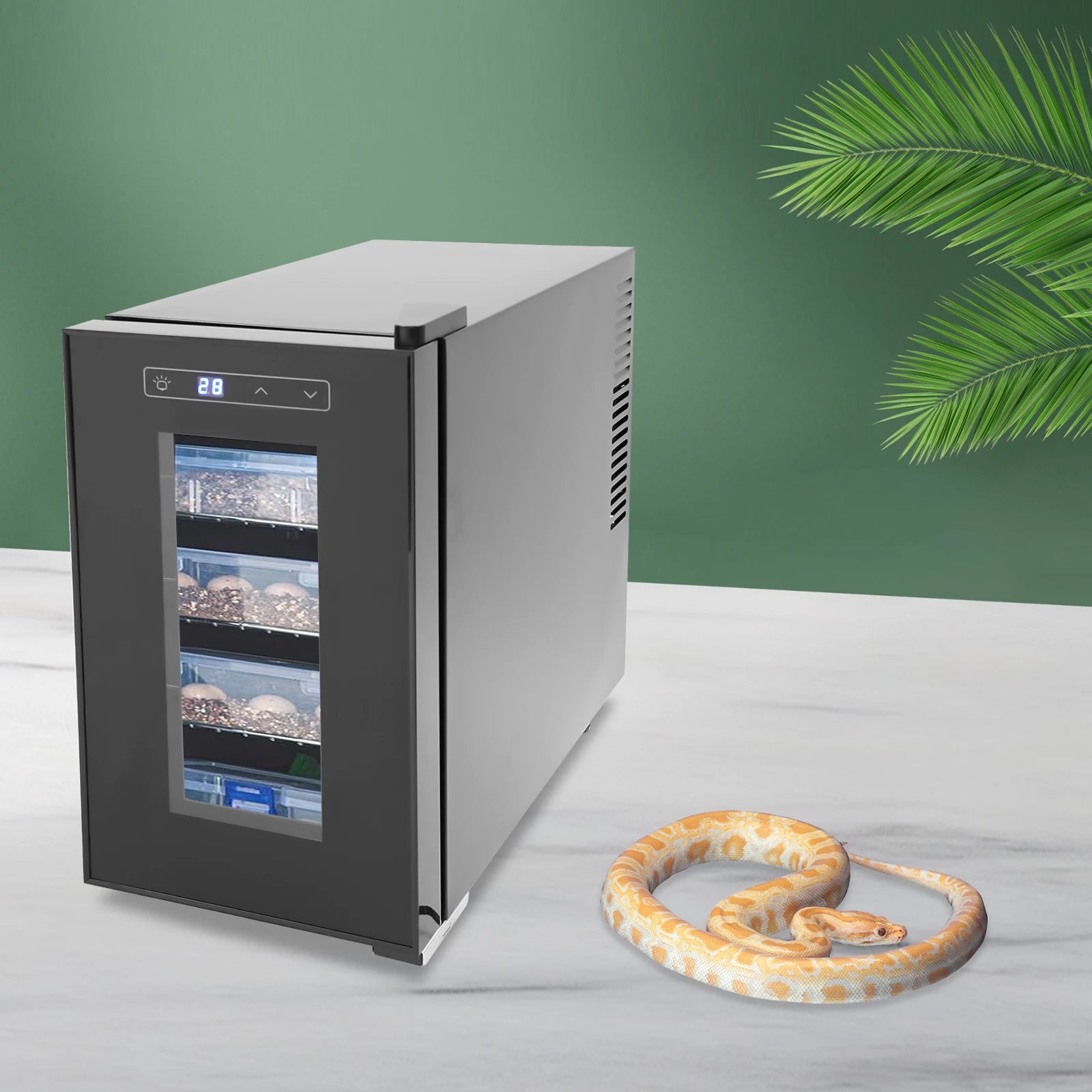 Professional Reptile Egg Incubator w/Precise 50-104°F Digital Thermostat, Auto Heating/Cooling for Snakes/Lizards/Turtles