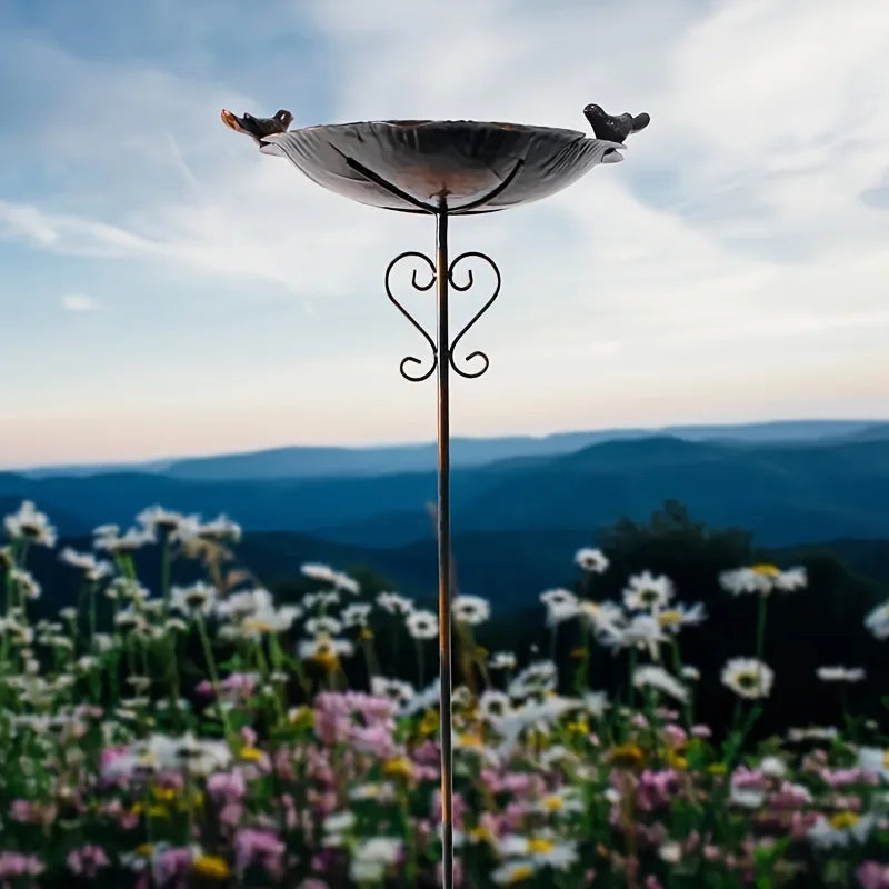 47.5" Metal Leaf-Shaped Bird Feeder Stake