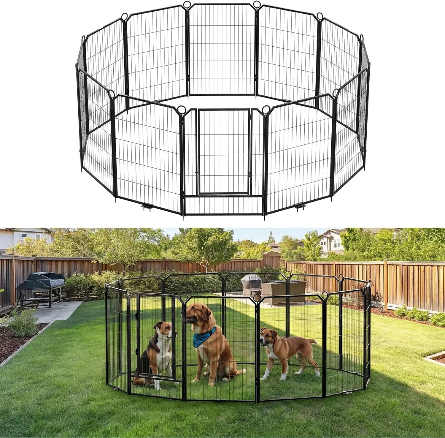 Heavy-Duty Portable Dog PlaypenDurable Metal Puppy Fence with Low-Step Entry – Indoor/Outdoor Pet Pen for Camping, Garden