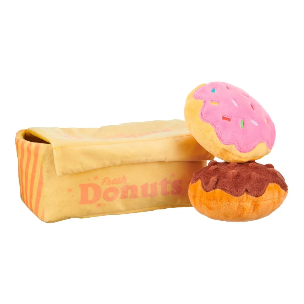Plush Dog Toy Donut Crinkle Treat Dispenser Squeaky