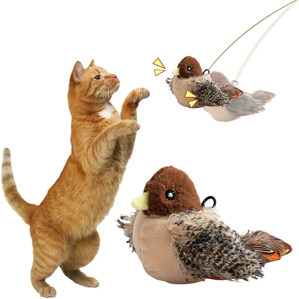 Interactive Flappy Bird Cat Toy for Cats Plush Electric Squeaky Simulated Chirping Bird