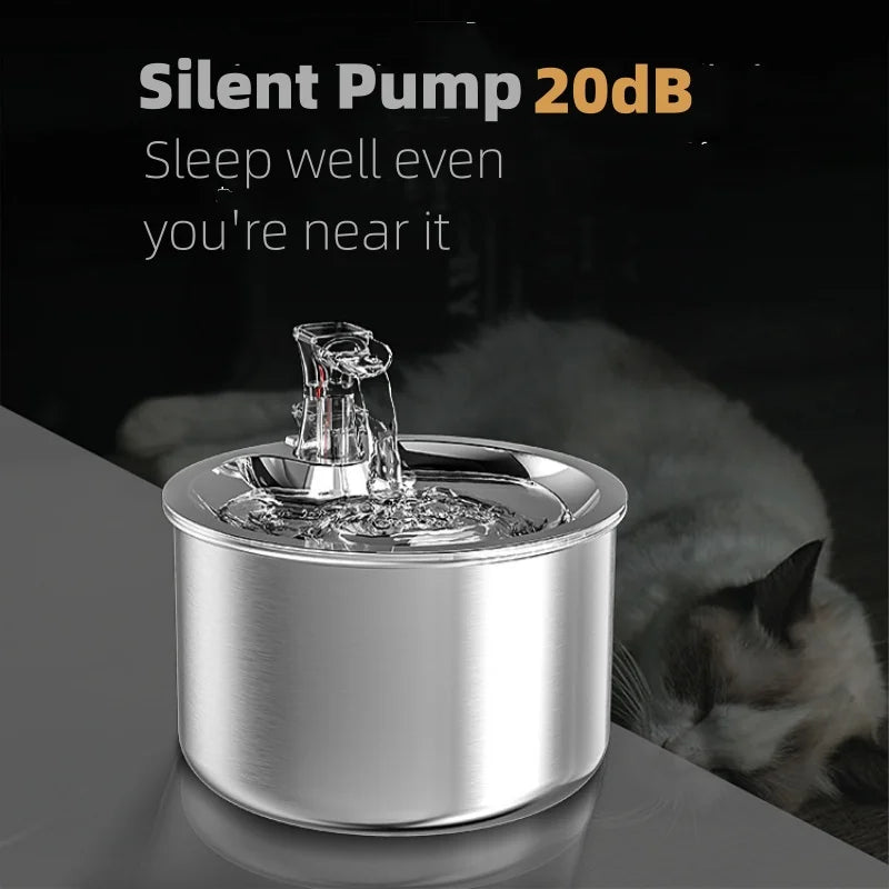 2L fully stainless steel Automatic cat water fountain with optional sensor and heater