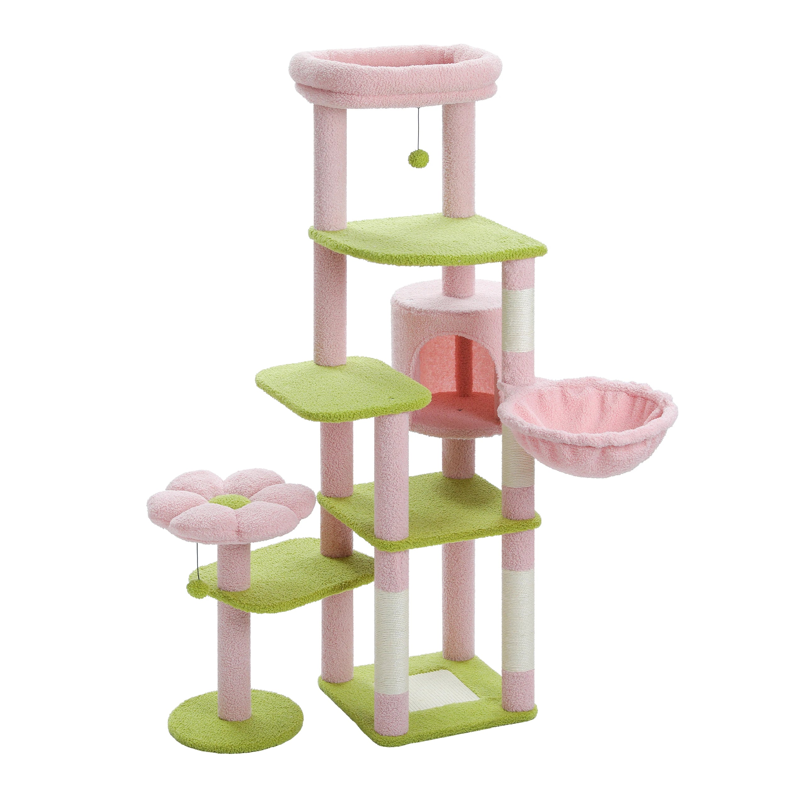 Tall Cat Tower for Cats with Super Big Hammock with Scratching Post