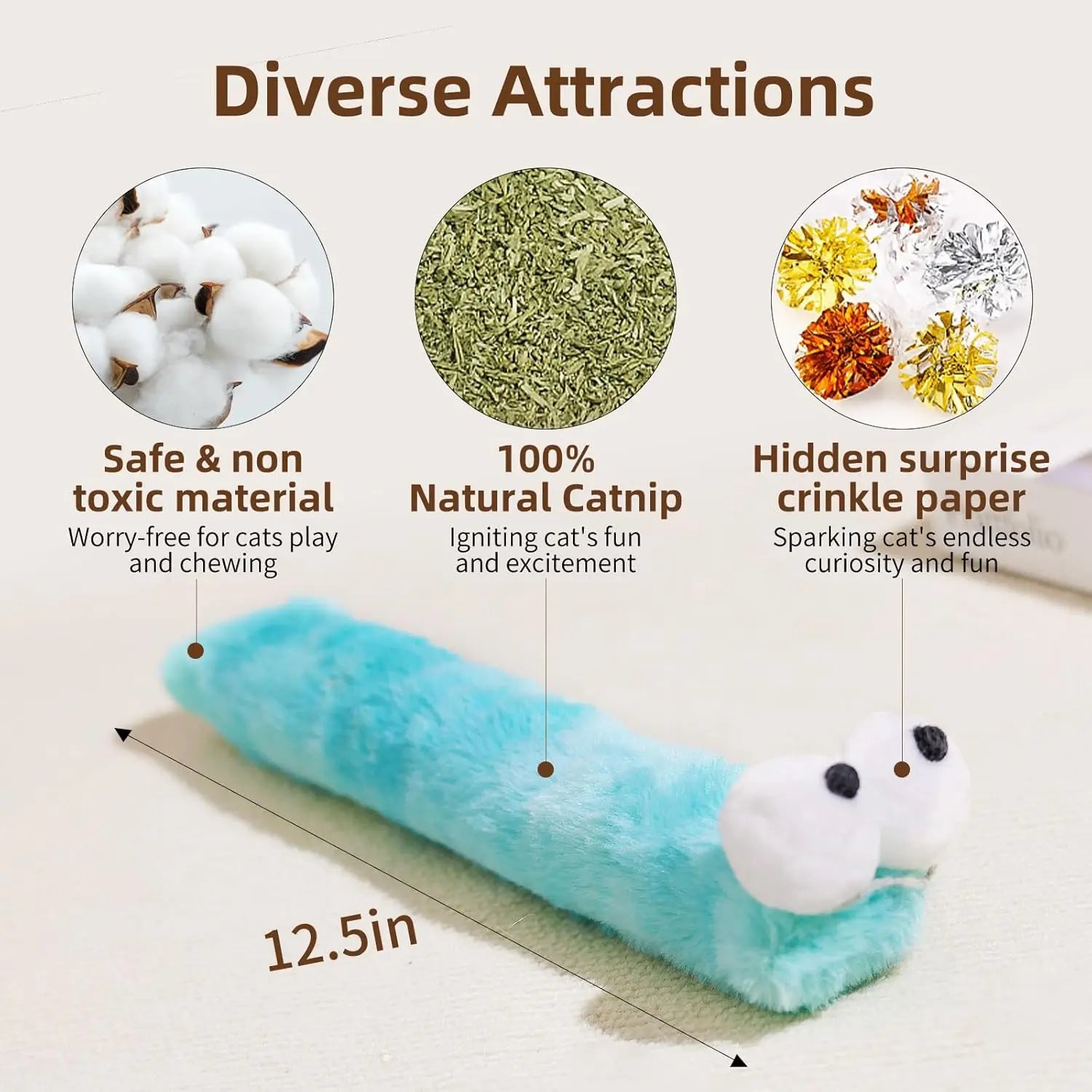 Cat Toys Pillows,3 Pack, Catnip Inside, Soft and Durable Kick Sticks with Crinkle Sound