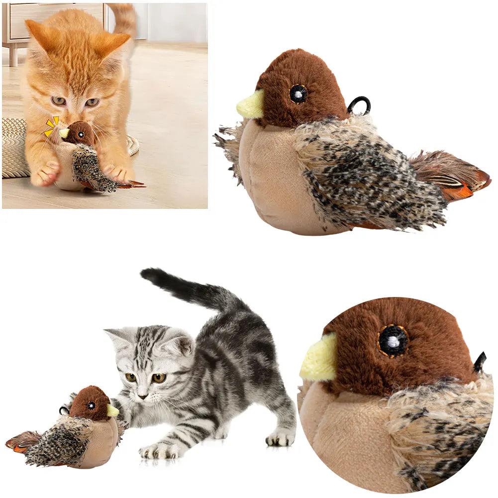 Interactive Flappy Bird Cat Toy for Cats Plush Electric Squeaky Simulated Chirping Bird