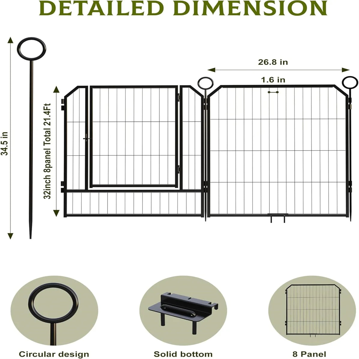 Heavy-Duty Portable Dog PlaypenDurable Metal Puppy Fence with Low-Step Entry – Indoor/Outdoor Pet Pen for Camping, Garden