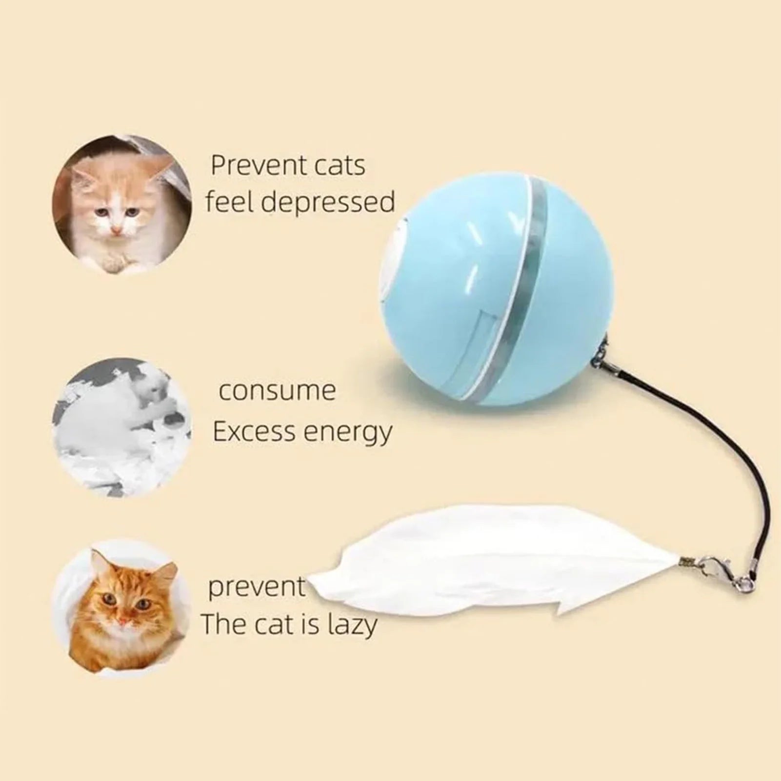 Automatic LED Intelligent Cat Ball USB Rechargeable Activated Pet Toy