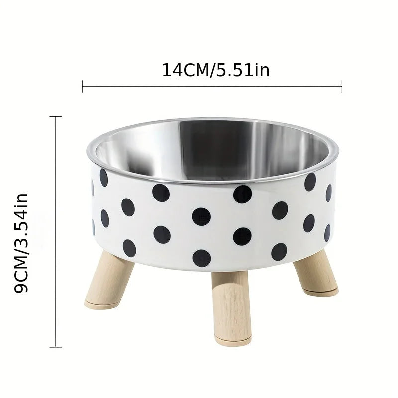 Elevated stainless steel cat bowl with neck protection design - anti slip
