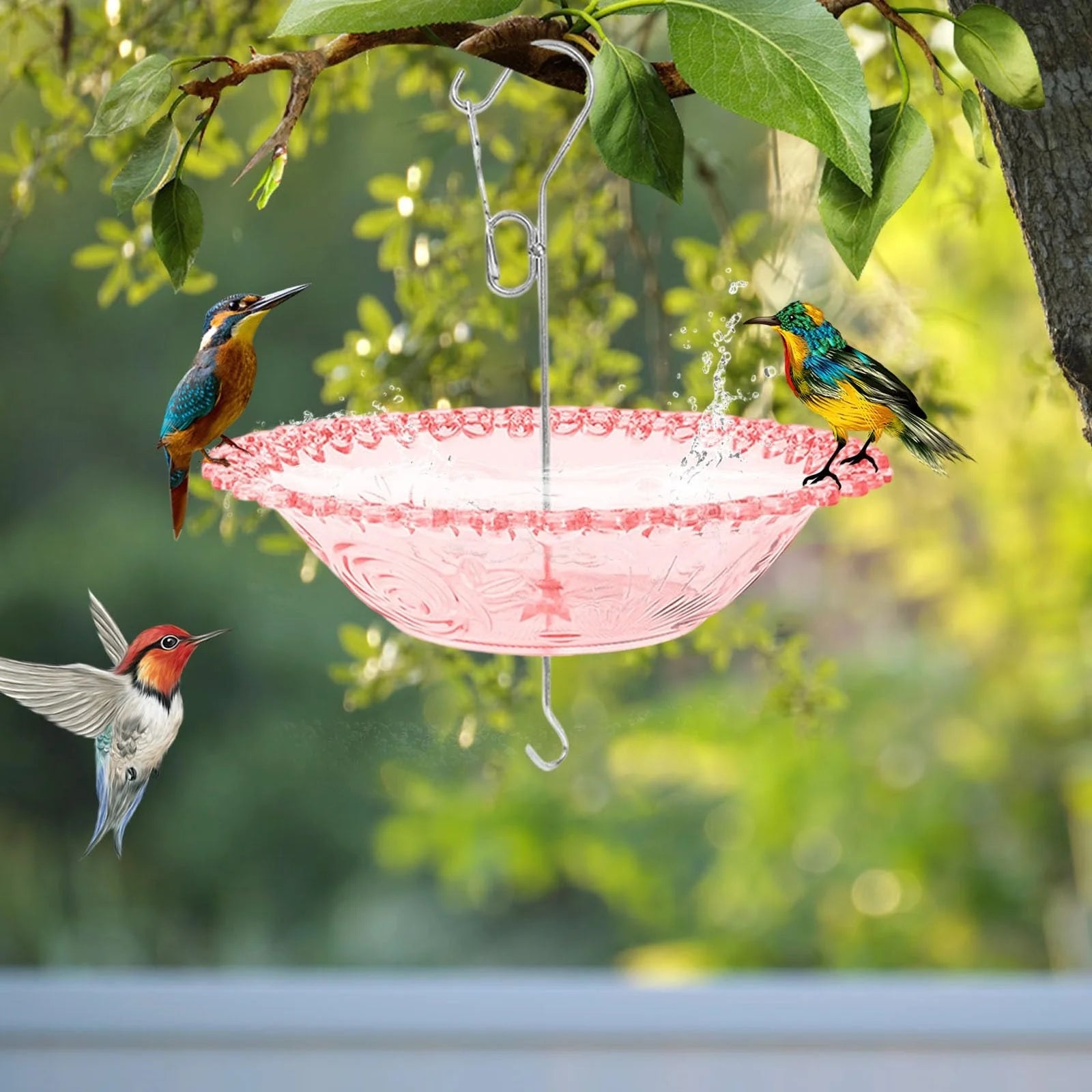 Hanging Bird Bathtub Feeder for Outdoor Decoration