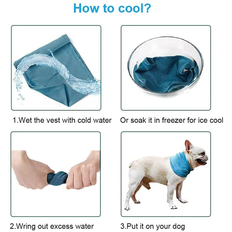 Reusable Instant Cooling Bandana with Leash Hole Prevent Heat Stroke Outdoor Breathable Pet Scarf