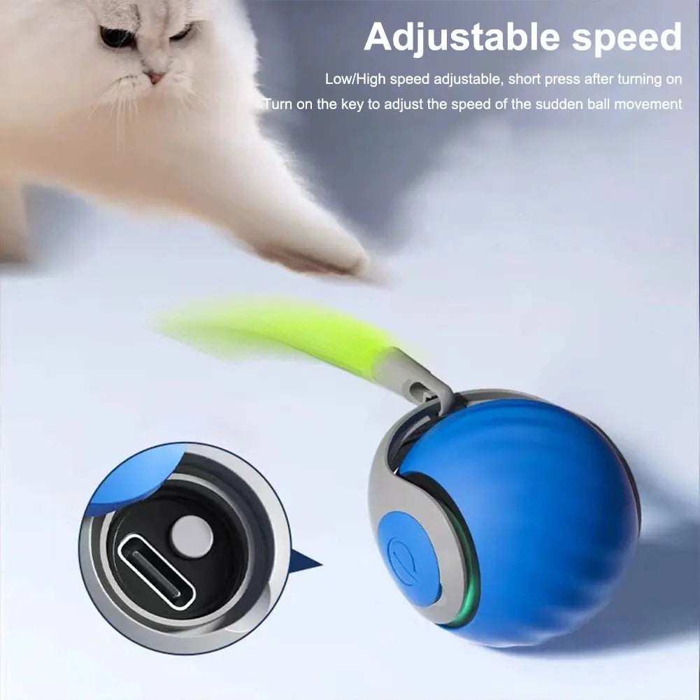 Automatic Moving Cat Toy Ball Smart Cat Toys USB Rechargeable