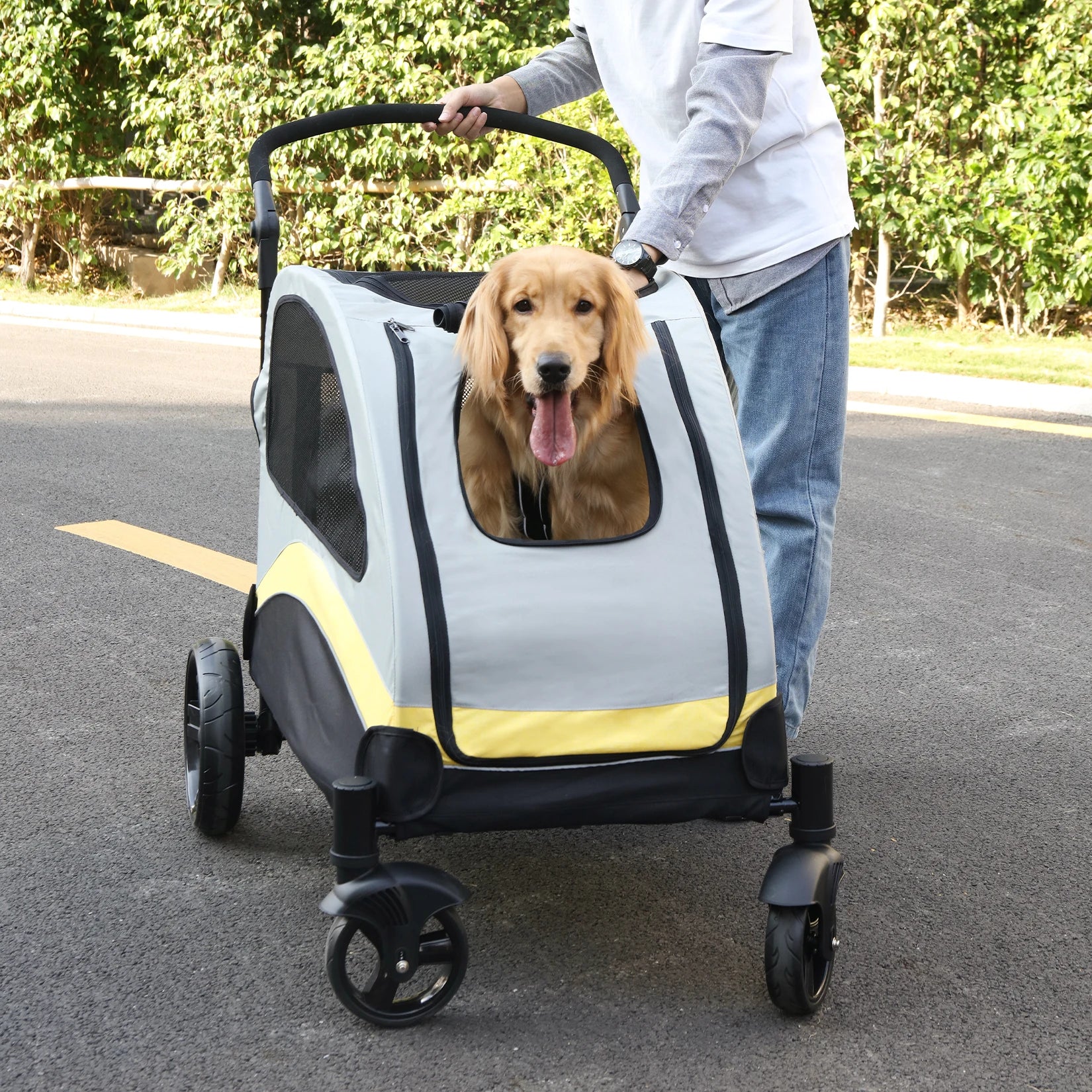 Pet Travel Carriage Stroller Breathable Carrier for Outside Play