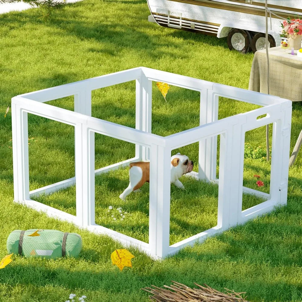 Clear Pet Playpen for Indoor Outdoor Easy to Install and Remove
