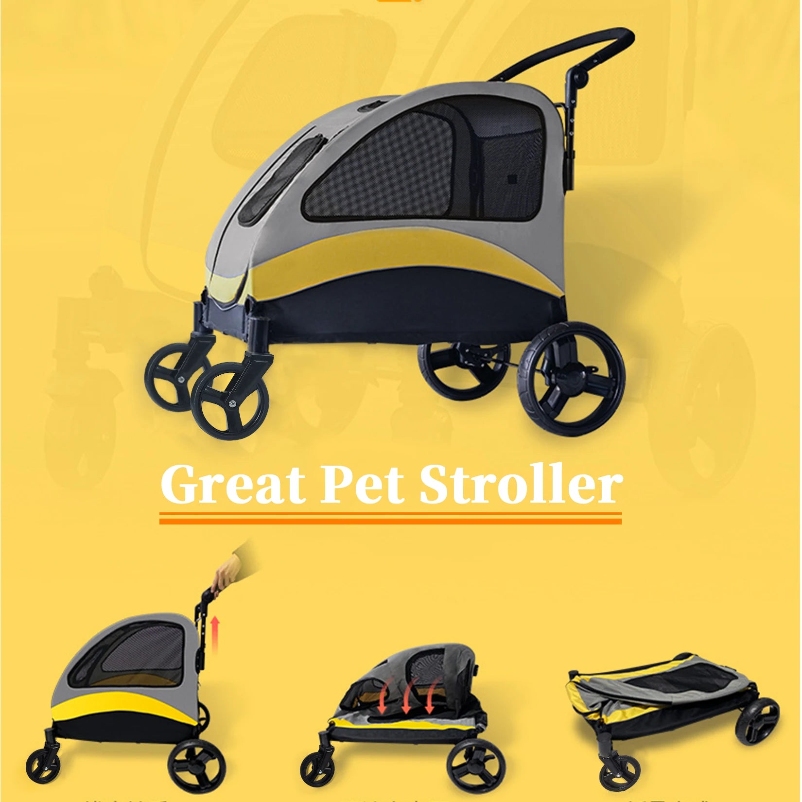 Pet Travel Carriage Stroller Breathable Carrier for Outside Play