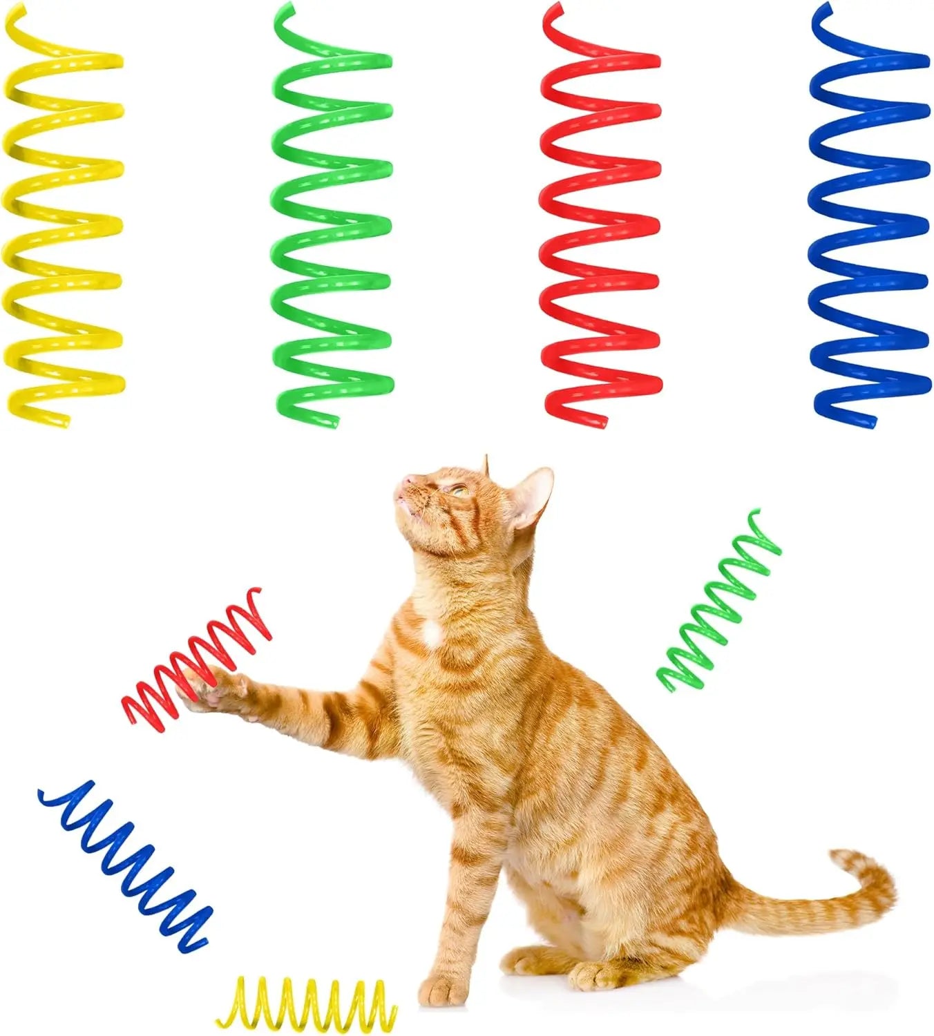 Thin colored spring cat toy - Bouncing coil suitable for medium indoor cat breeds