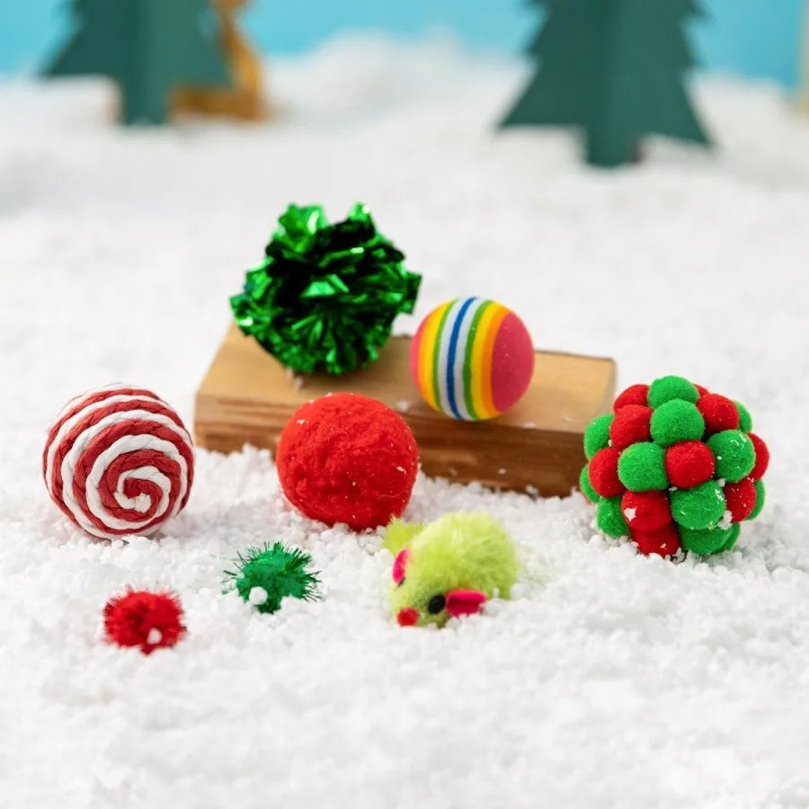 8pcs Cat Christmas Gift Set Chew Toys For Cat