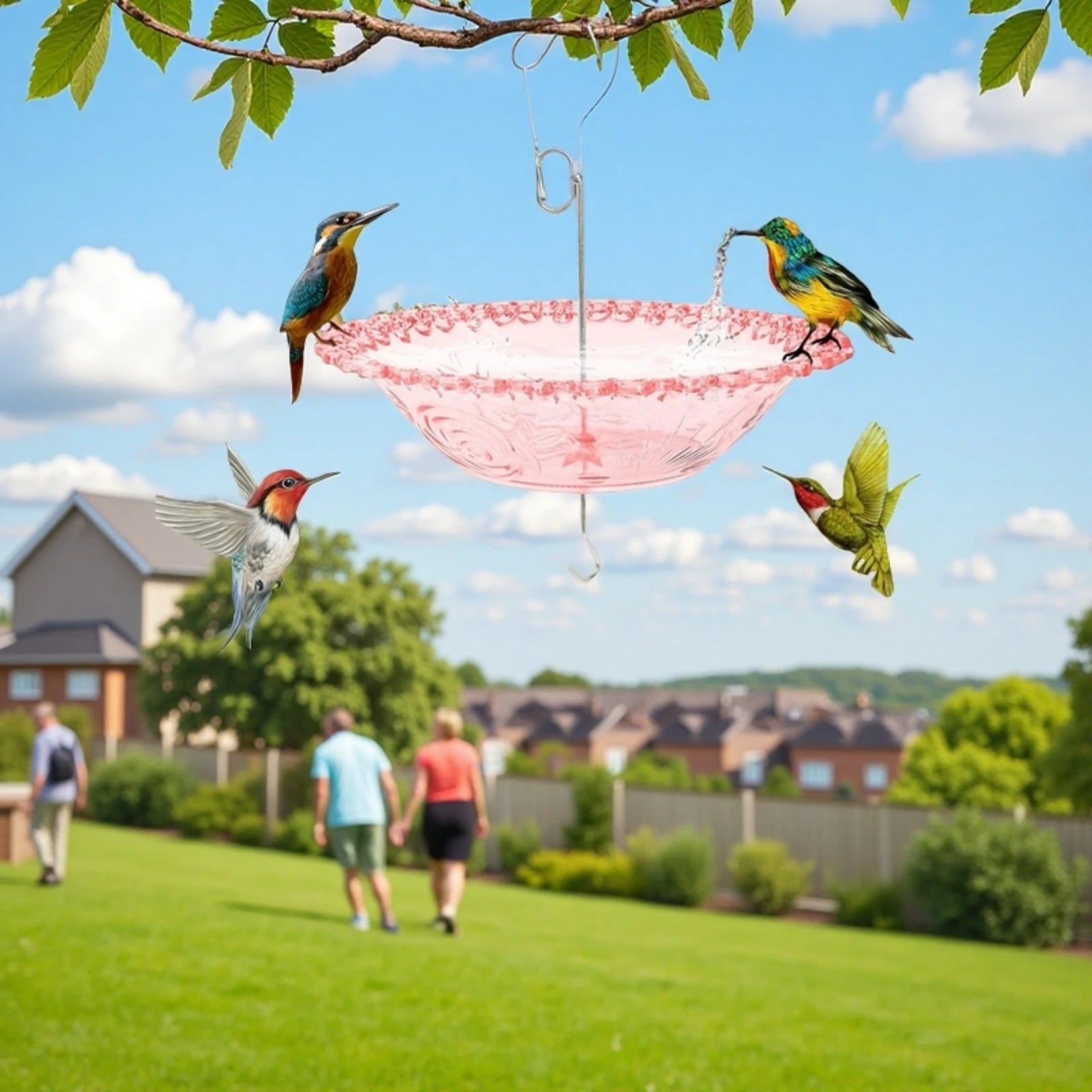 Hanging Bird Bathtub Feeder for Outdoor Decoration