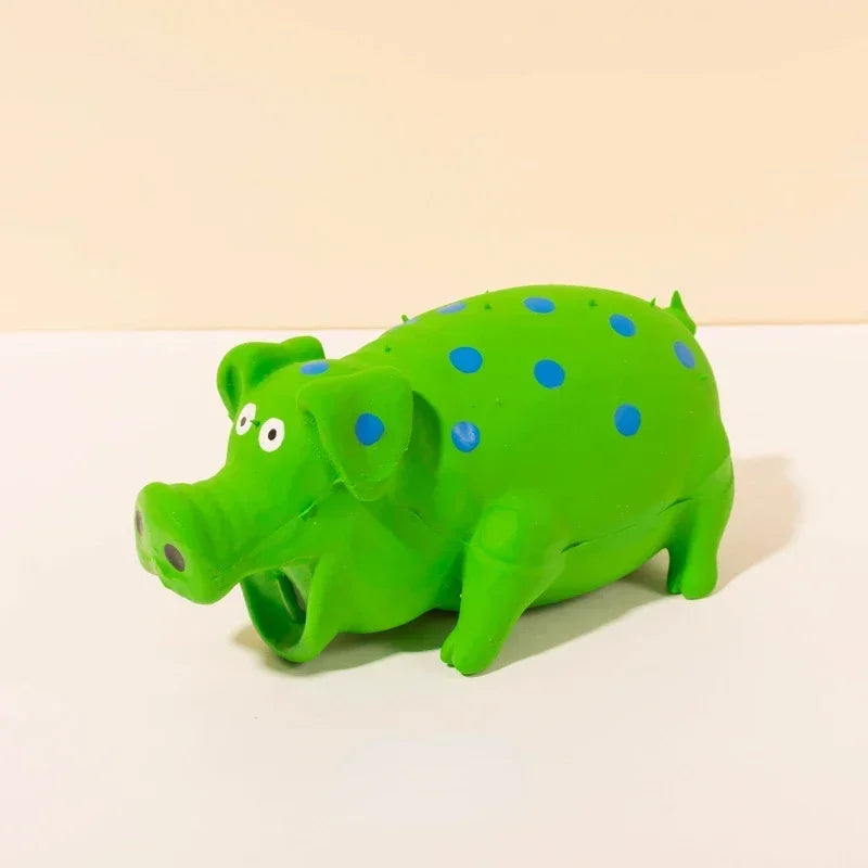 Squeaky Pig Dog Toy Durable Rubber