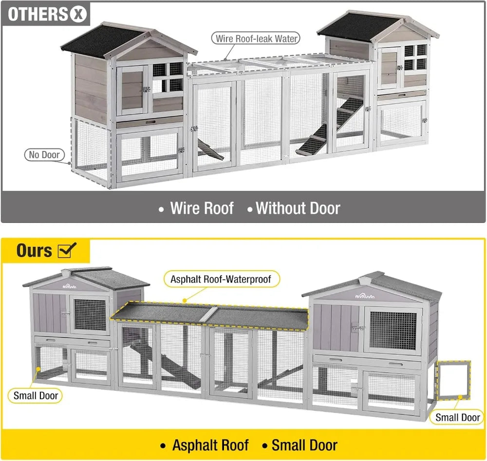 Indoor, outdoor Bunny Cage with Deeper Leakproof Plastic Tray