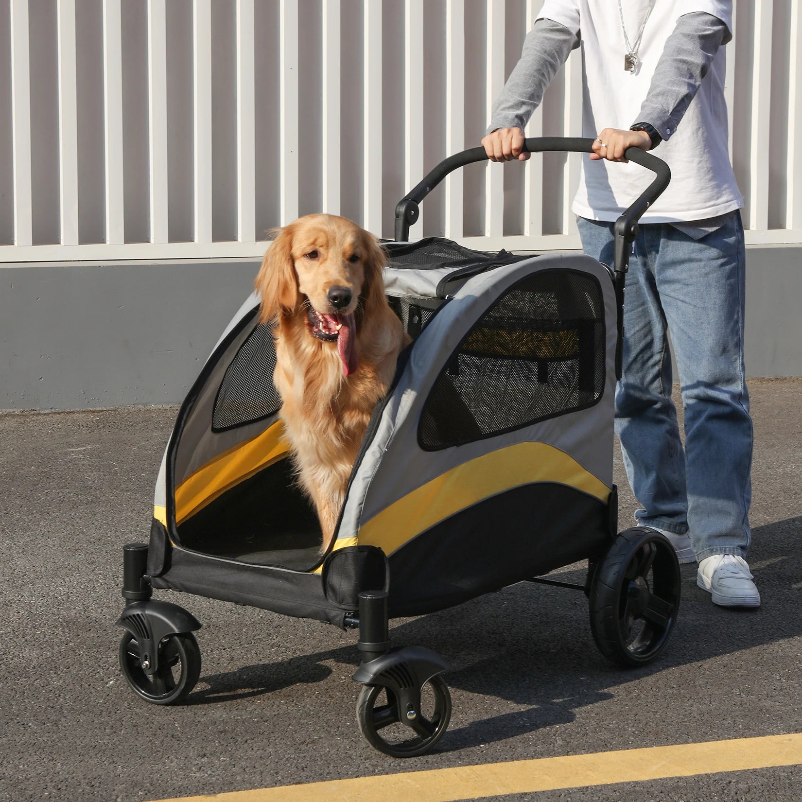 Pet Travel Carriage Stroller Breathable Carrier for Outside Play