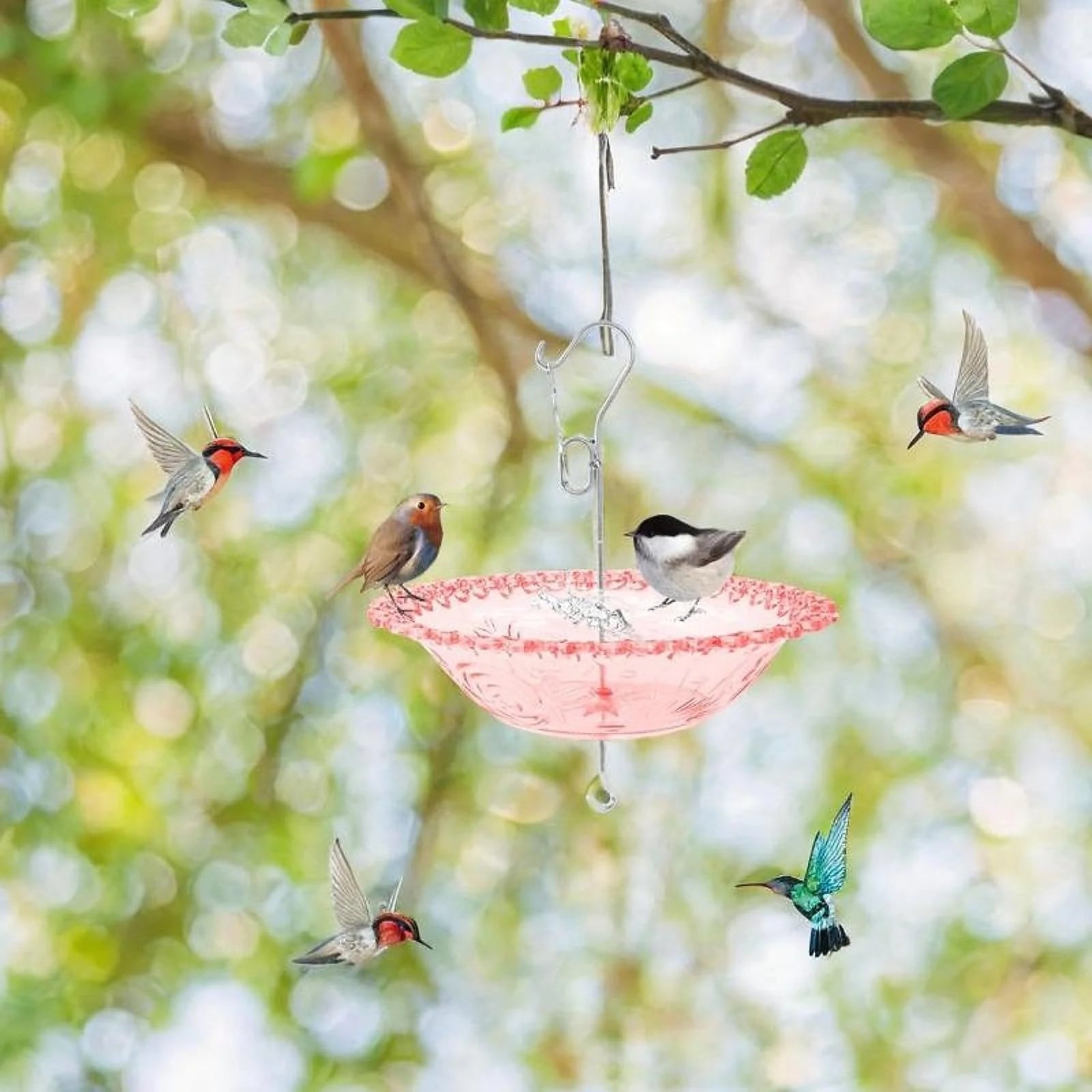Hanging Bird Bathtub Feeder for Outdoor Decoration